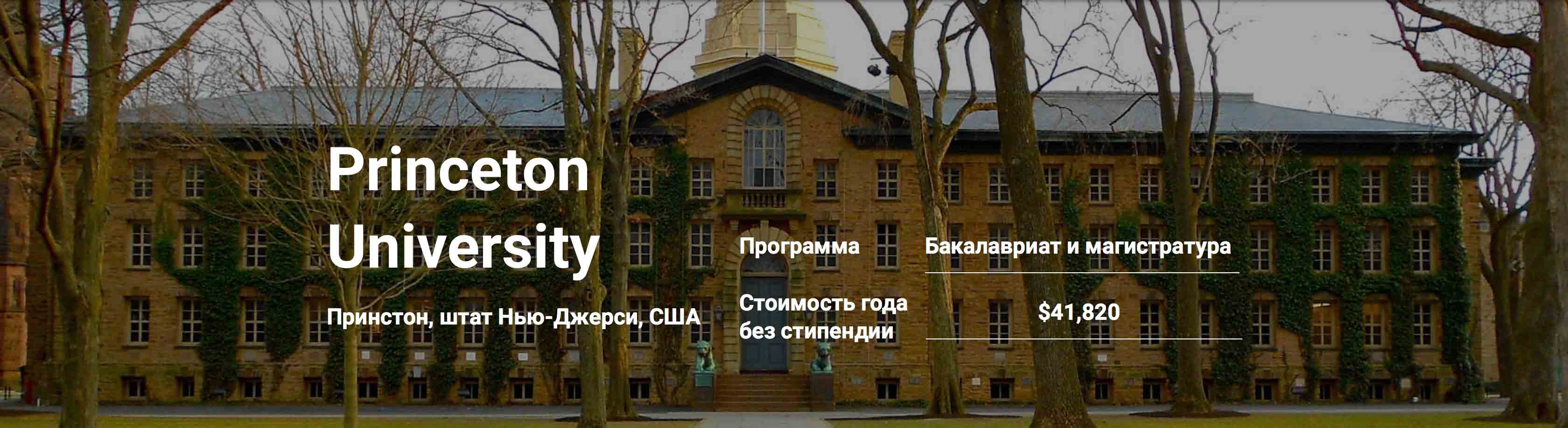 Princeton University. Поступление в университеты США